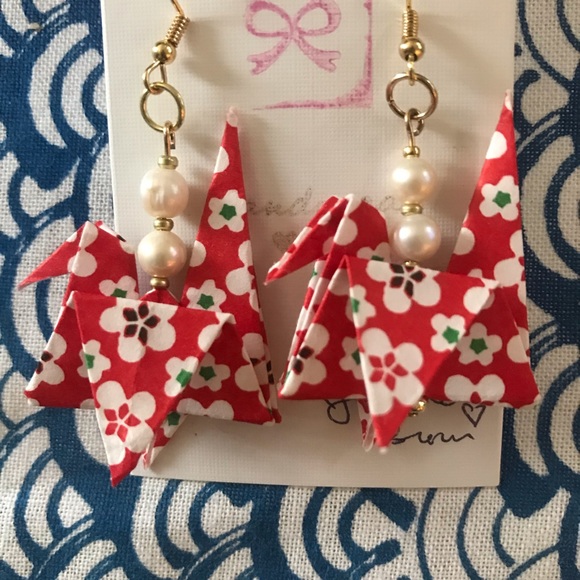 Beautiful origami crane earrings handmade by me ❤️ - Picture 4 of 7